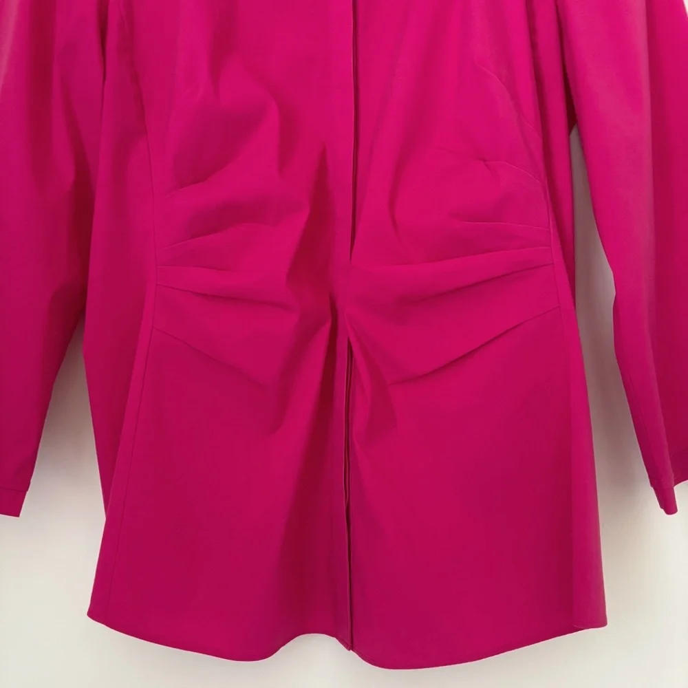Lafayette 148 Leigh Ruched Button Front Shirt Pink Sz 6 - Picture 3 of 7